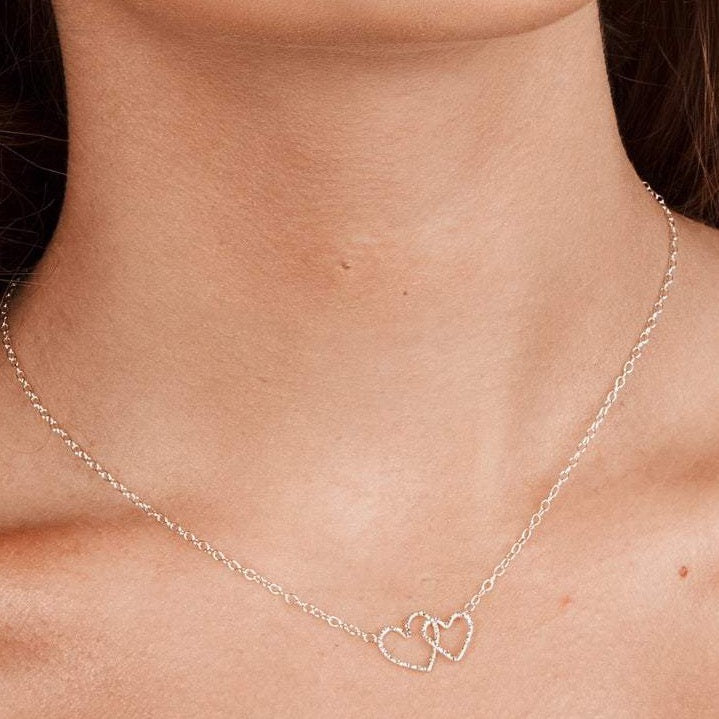 Entwined Hearts Necklace Sterling Silver