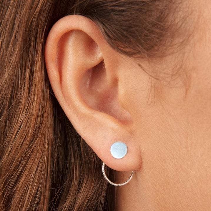 Disc and Circle Stud Earrings and Ear Jackets Sterling Silver