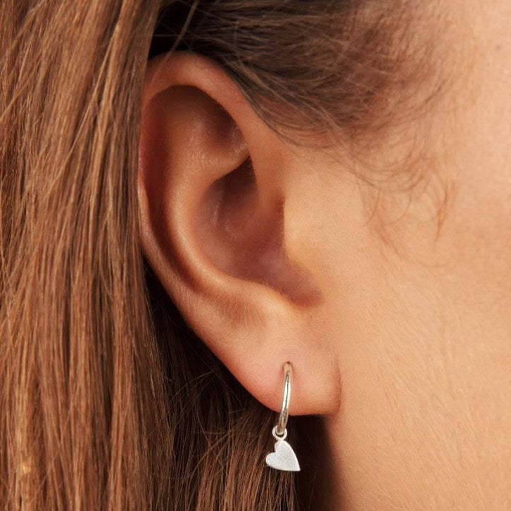 Mini Heart Hoop Earrings Sterling Silver