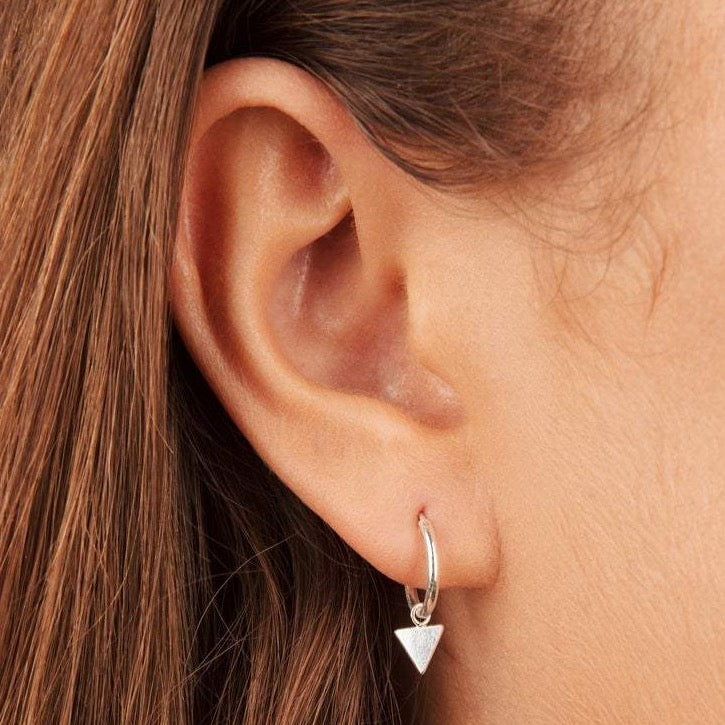 Mini Triangle Hoop Earrings Sterling Silver
