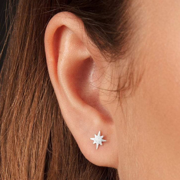 Tiny Star Stud Earrings Sterling Silver