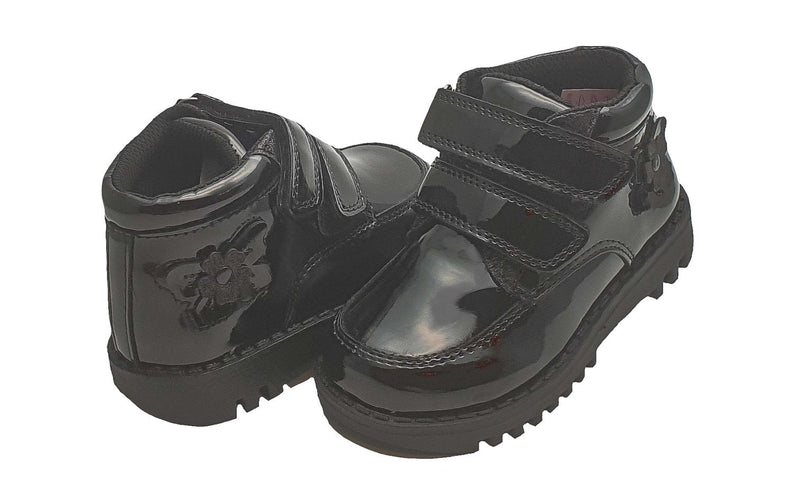 Girls Buckle My Shoe Boots in Black Patent