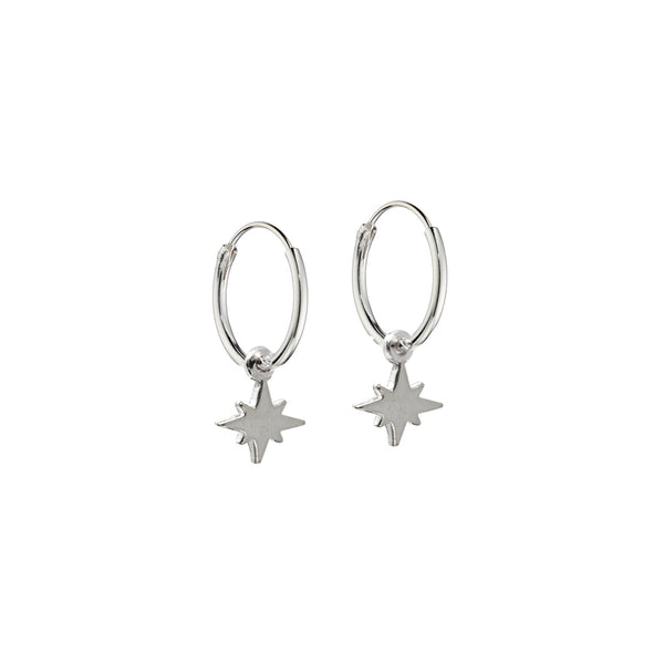 Mini Star Hoop Earrings Sterling Silver
