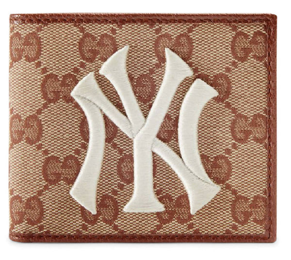 Gucci New York Yankees Patch Wallet GG Beige/Brick Red in Canvas