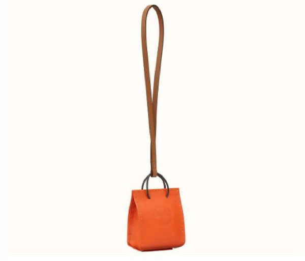 Hermes Shopping Bag Charm Orange