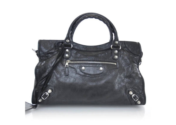 Balenciaga City Giant 12 Black in Lambskin with Silver-tone