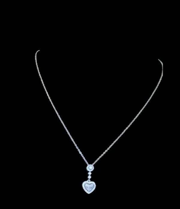 Silver Micro pave crystal heart necklace