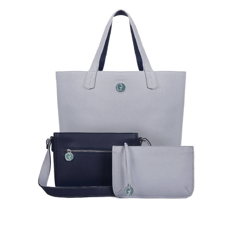 The Morphbag by GSK Signature Handbag Set in Grey Blue and Dark Blue