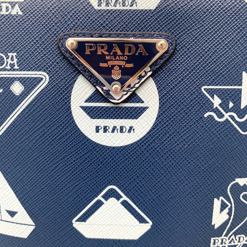 New PRADA Saffiano Boat Limited Edition dark blue colour Graphic printed crossbody bag with detachable strap
