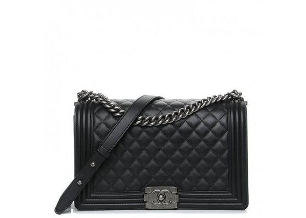 Chanel Boy Flap Quilted New Medium Black in Calfskin with Ruthenium