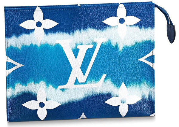 Louis Vuitton Toiletry Pouch LV Escale 26 Bleu in Coated Canvas/Cowhide Leather with Silver-tone