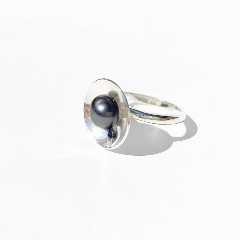 Pearl and Silver Cocktail Ring