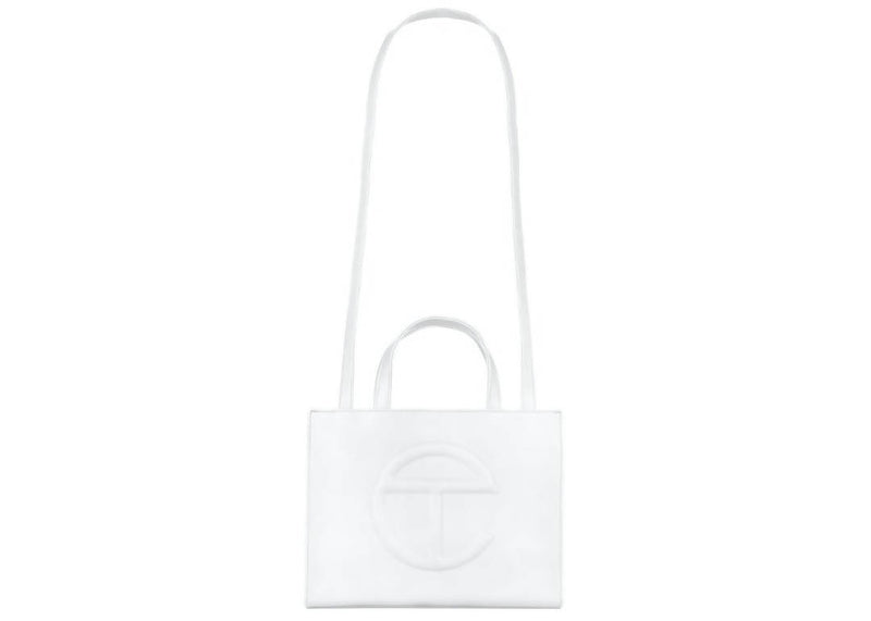 Telfar Shopping Bag Medium White in Vegan Leather with Silver-tone