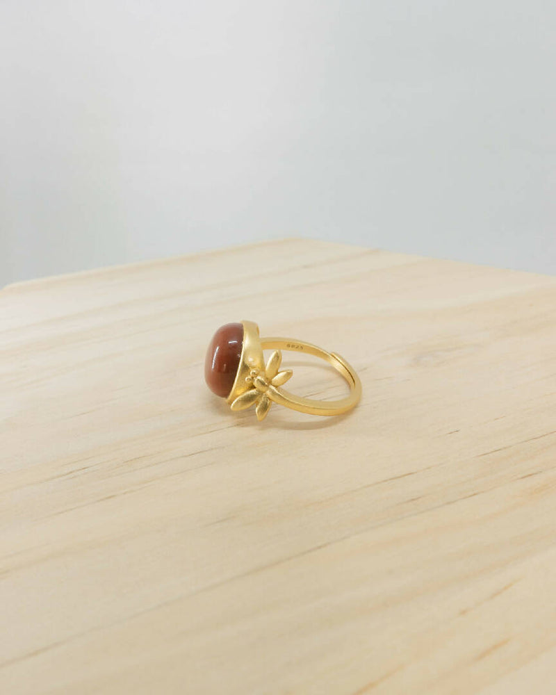 Red Agate Dragonfly Ring