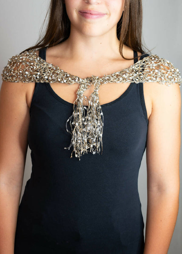 Jeweled Lacey Knit Necklace/Shawl
