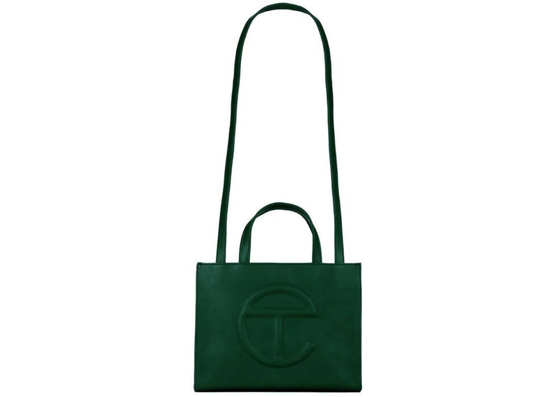 Telfar Shopping Bag Medium Dark Olive in Vegan Leather with Silver-tone