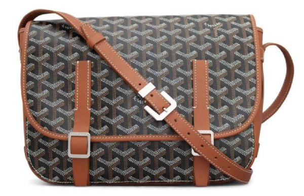 Goyard Belvedere Messenger Goyardine MM Black Tan