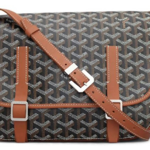 Goyard Belvedere Messenger Goyardine MM Black Tan - GB