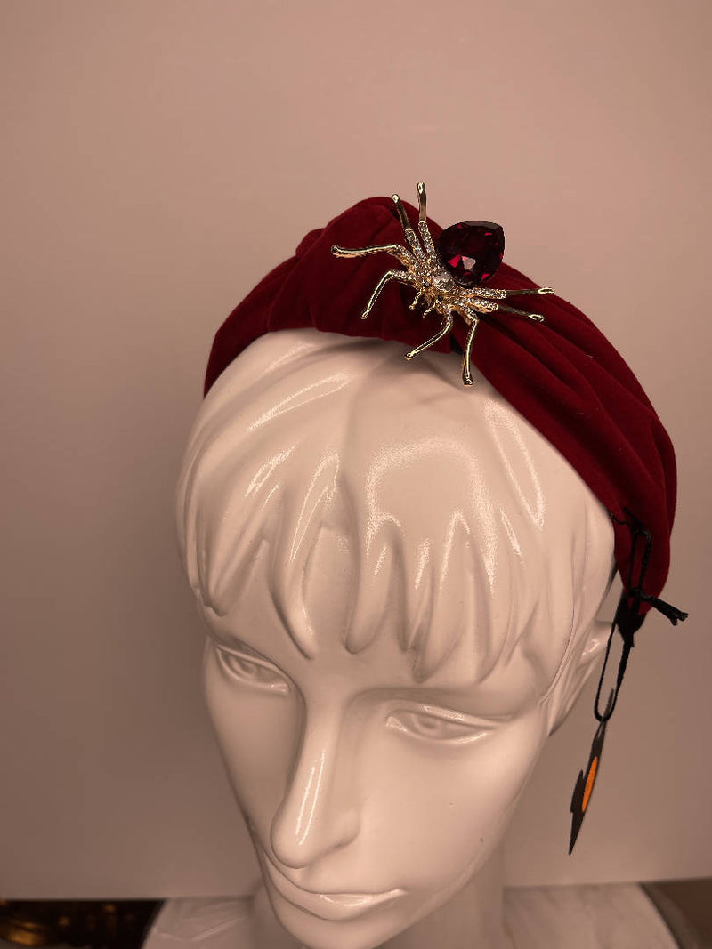 Velvet red spider hair band
