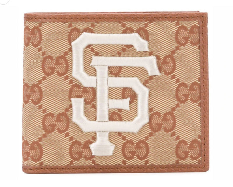 Gucci Wallet SF Giants Patch Beige/Brick Red in Polyester/Leather