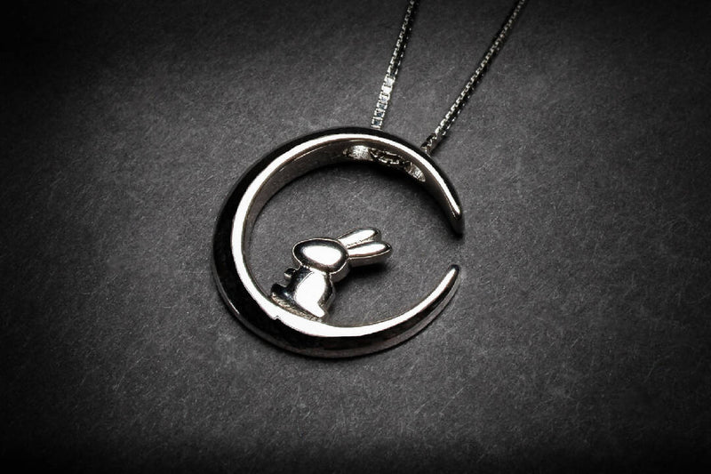 Beverly J - Playful Rabbit Moon Silver Necklace