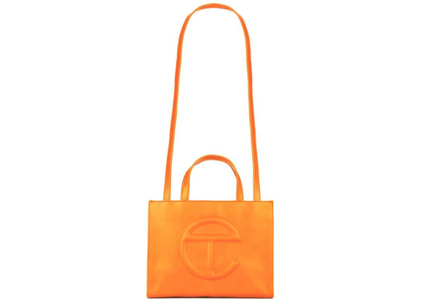 Telfar Shopping Bag Medium Orange in Vegan Leather with Silver-tone