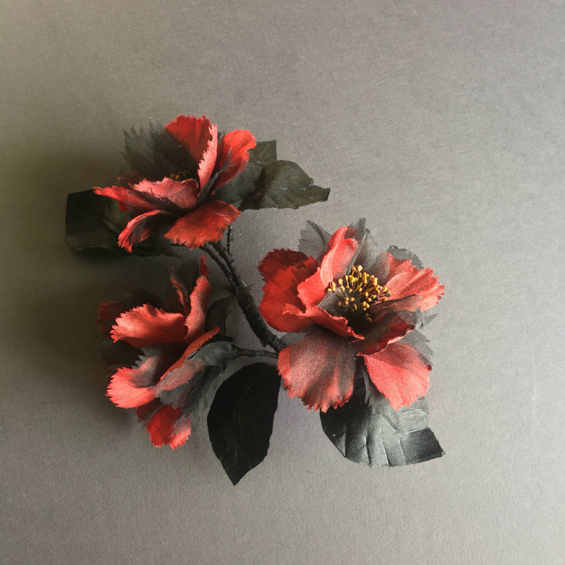 Deep red flower brooch