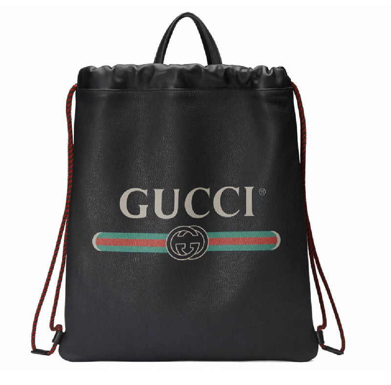 Gucci Drawstring Backpack Vintage Logo Black in Leather
