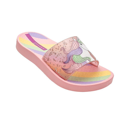 Ipanema Girls Urban Slides in Rainbow Pink Unicorn Style