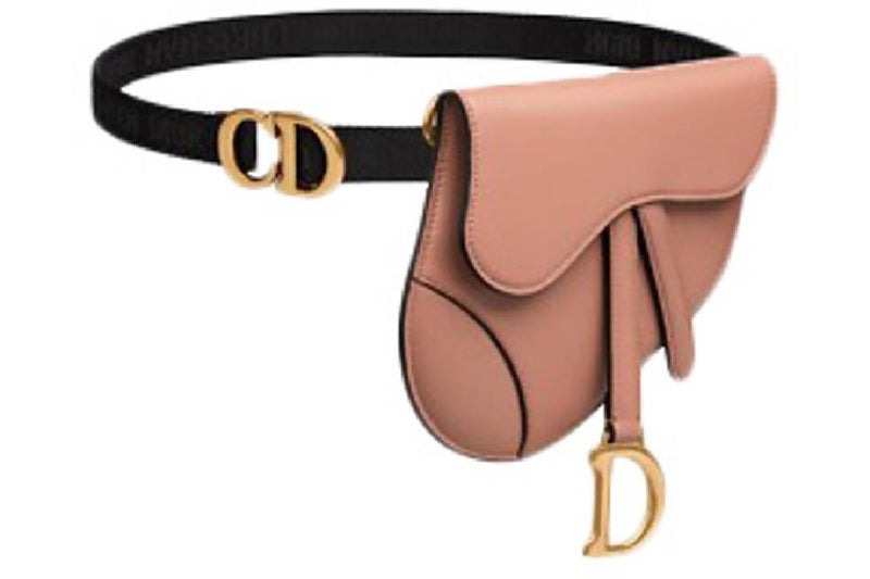Dior Saddle Belt Bag Calfskin Blush in Calfskin with Aged Gold-tone - US