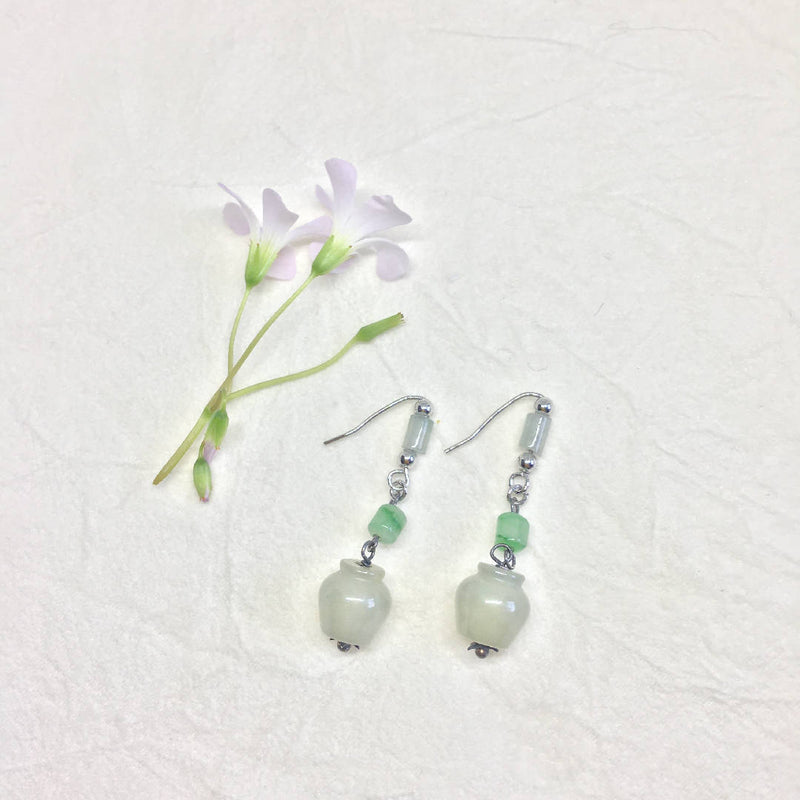 Natural Jade and 925 sterling silver earrings.