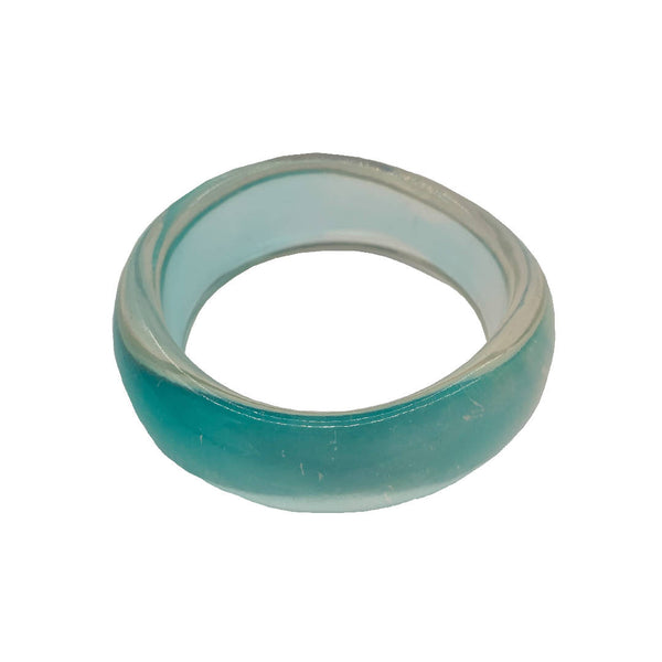 vintage two tone bangle in aqua color with the hint of the clear