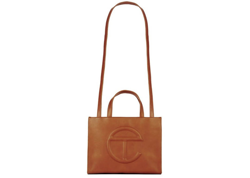Telfar Shopping Bag Medium Tan in Vegan Leather with Silver-tone