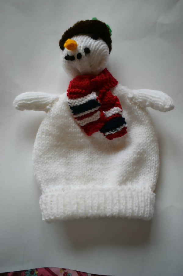 Snowman hat, Designed and hand knitted by Susan of Neate Crafts