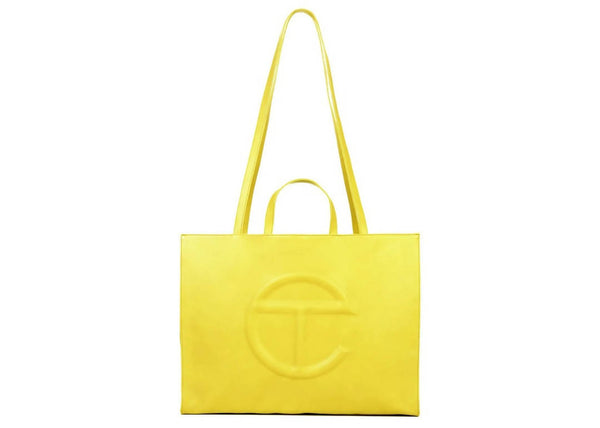 Telfar Shopping Bag Large Yellow in Vegan Leather with Silver-tone
