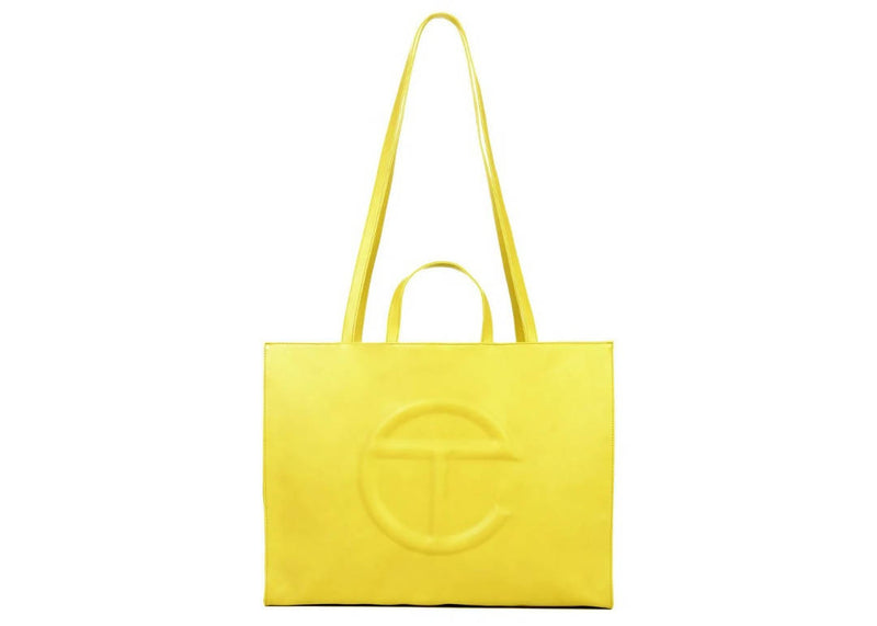 Telfar Shopping Bag Large Yellow in Vegan Leather with Silver-tone