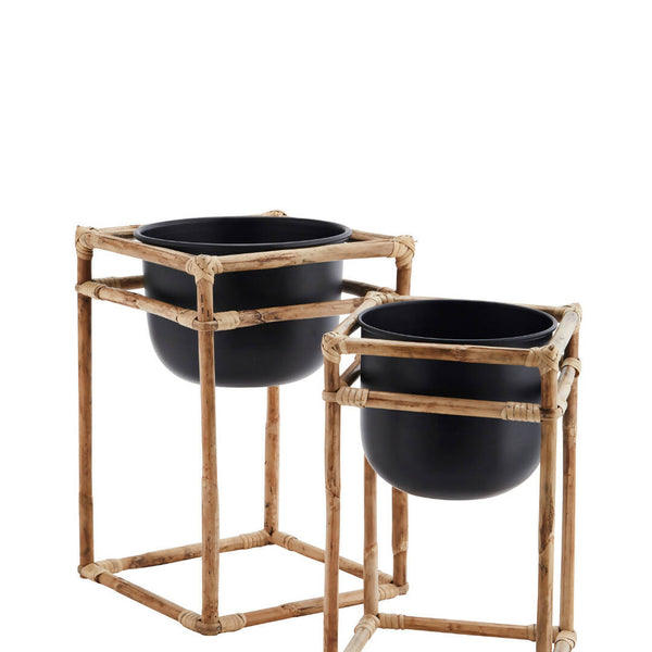 Set Of Two Bamboo And Iron Planters