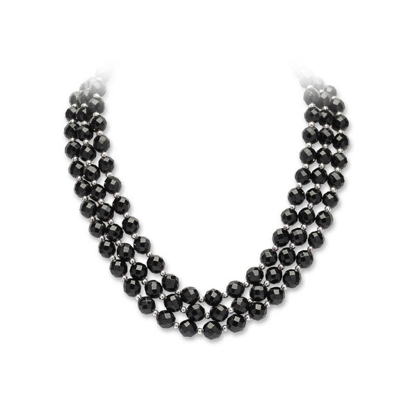 Onyx and Silver Bead Necklace