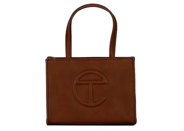 Telfar Shopping Bag Small Chocolate in Vegan Leather with Silver-tone