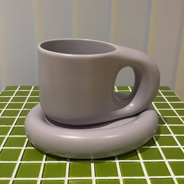 Lavender Purple Ceramic Chubby Mug Set