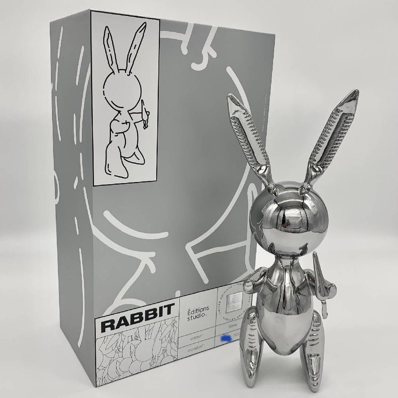 Silver Large Rabbit Sculpture By Editions Studio Pop Art