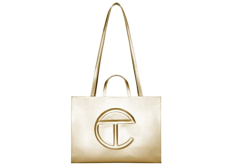 Telfar Shopping Bag Large Gold in Vegan Leather with Silver-tone