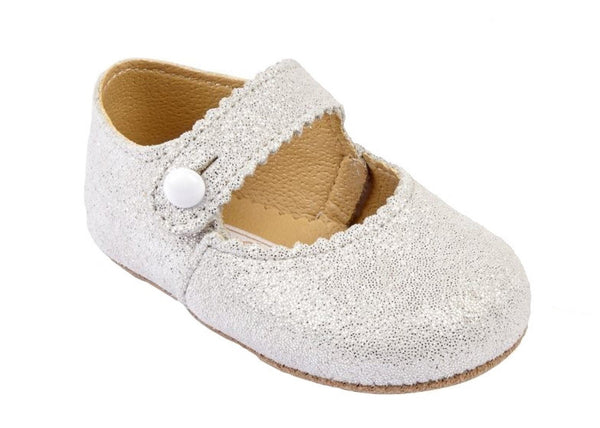 Baypods Early Days Baby Girls Leather Shoes in White Glitter