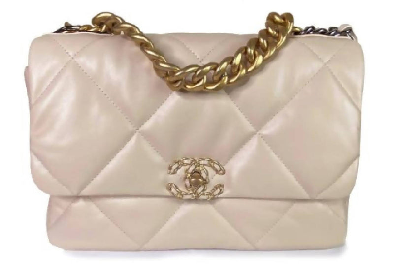 Chanel 19 Flap Beige in Leather with Gold-ton