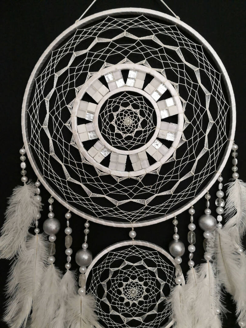 Large white dream catcher, Large SNOW dreamcatcher with natural feathers. Sellers from Ukraine Ukrainian sellers. Native American style