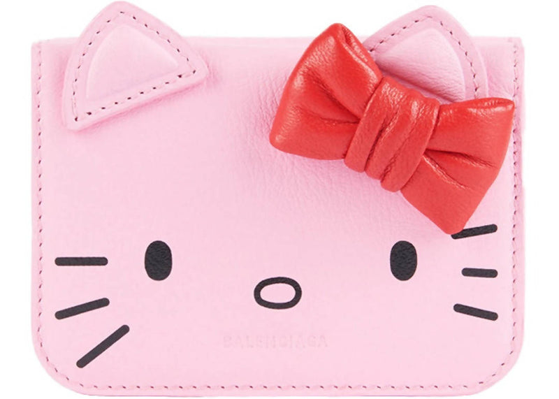 Balenciaga x Hello Kitty Wallet Mini Pink in Calfskin with Silver-tone